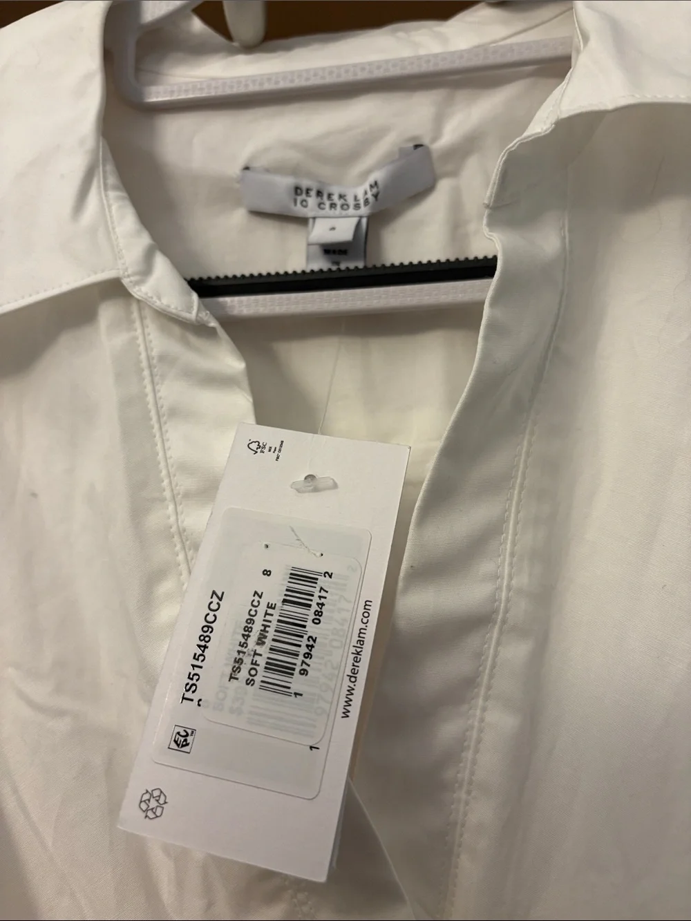 Derek Lam 10 Crosby Poplin Runched Midi Sleeveless Shirtdress Soft white SZ 8 - Picture 5 of 9